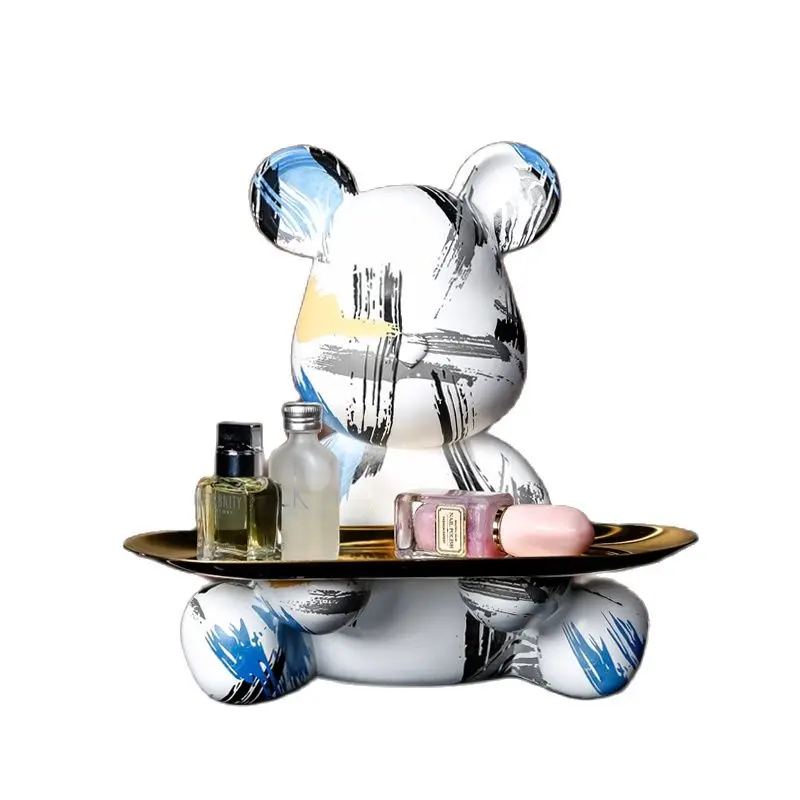 

Фигурка, миниатюрный граффити, медведь, скандинавский Декоративный ящик для хранения ключей для крыльца, украшение для гостиной, домашний д...