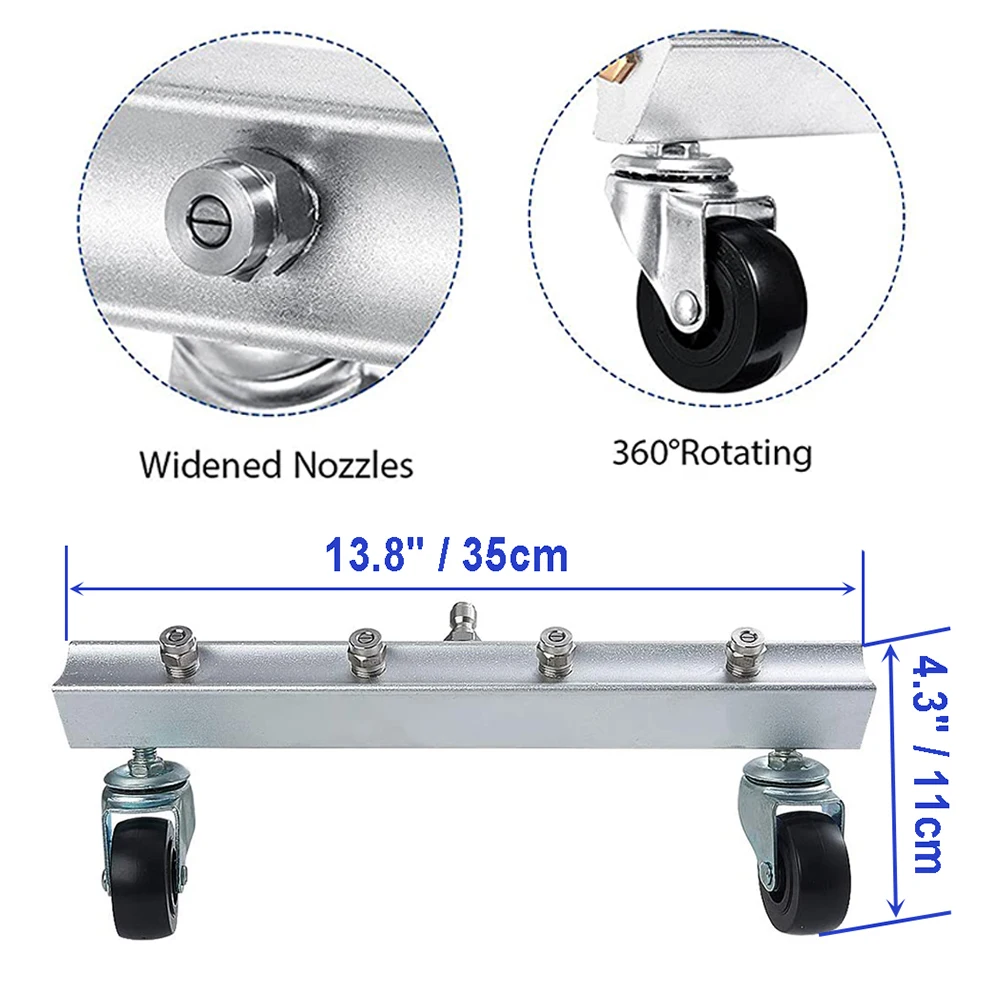 

High Pressure Washer Undercarriage Cleaner 4 Nozzle Garden Cleaning Machine 4000 PSI Water Broom Cleaning Tool Kit