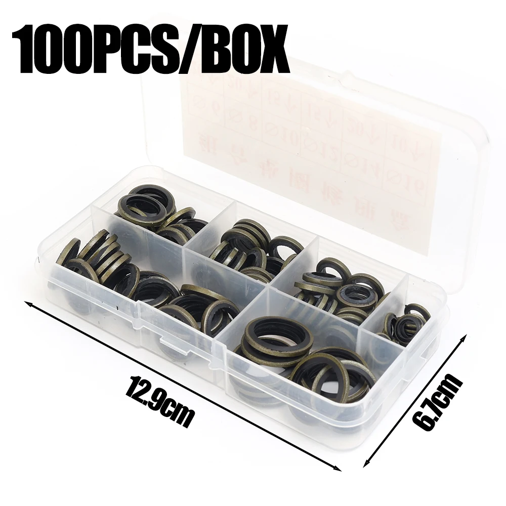 

100x Автомобильная сливная пробка, прокладка высокого давления, гидрарическая резина, масляная пробка, склеенная шайба, металлическое уплотнительное кольцо сливной пробки M6 M8 M10 M12 M14 M16