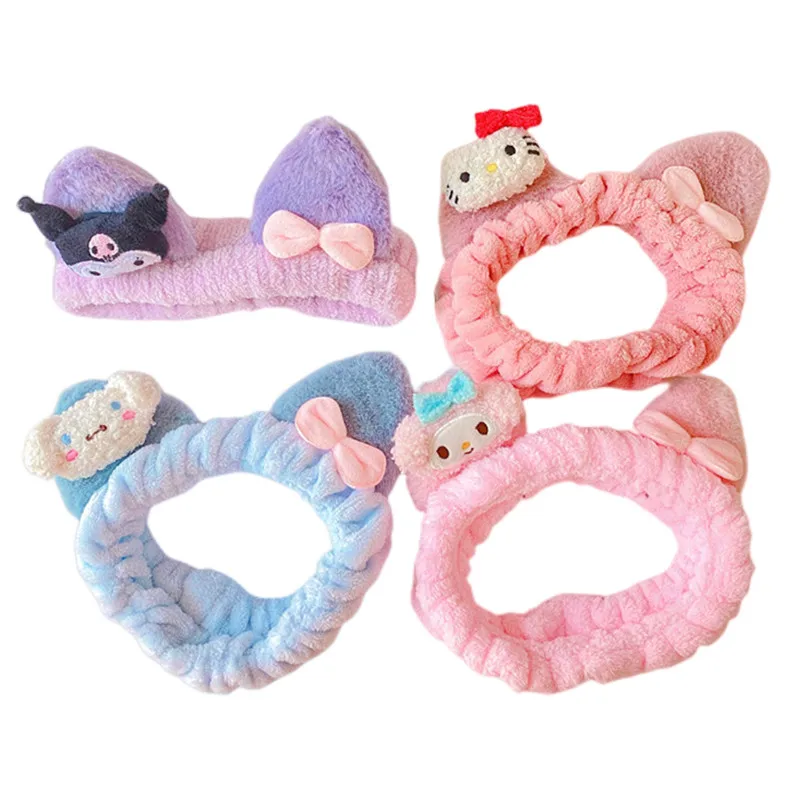 

Anime Cartoon Kuromi Cinnamoroll Face Wash Headband Headband Headdress Plush Elastic Hairband