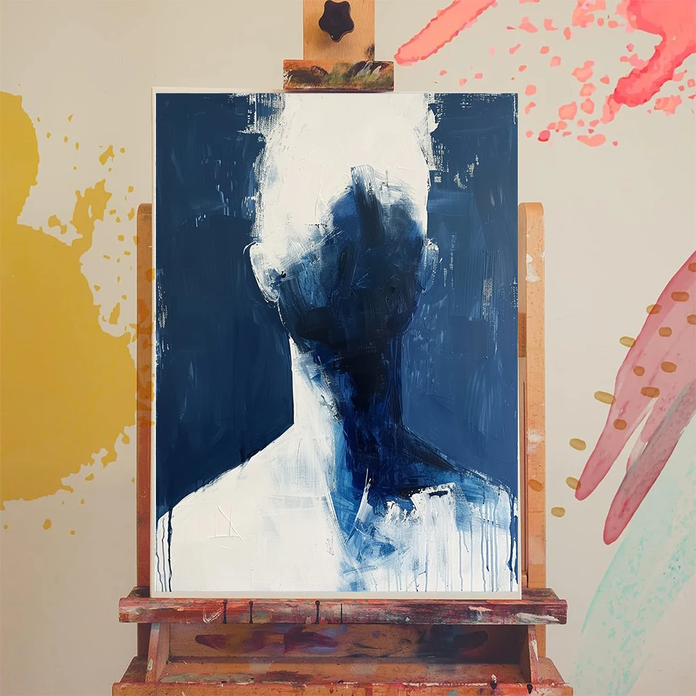 Hamlet картина по номерам Абстрактные люди синие 40х50см холсте краска для ткани на