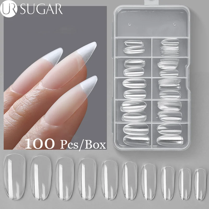 

100pcs/box Ultra Thin Press On False Nails Soft Glossy Nail Tips Coffin Square Oval Water Droplets Full Cover Fake Nails