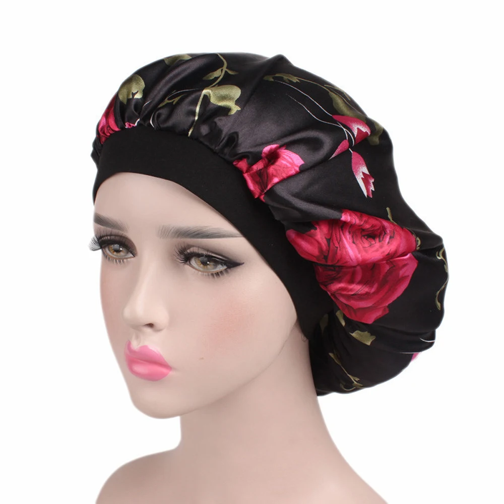 

1 Pc Soft Night Sleep Hat Women Elastic Wide Band Fashion Hair Loss Cover Head Wrap Satin Bonnet Beauty Chemo Caps Care