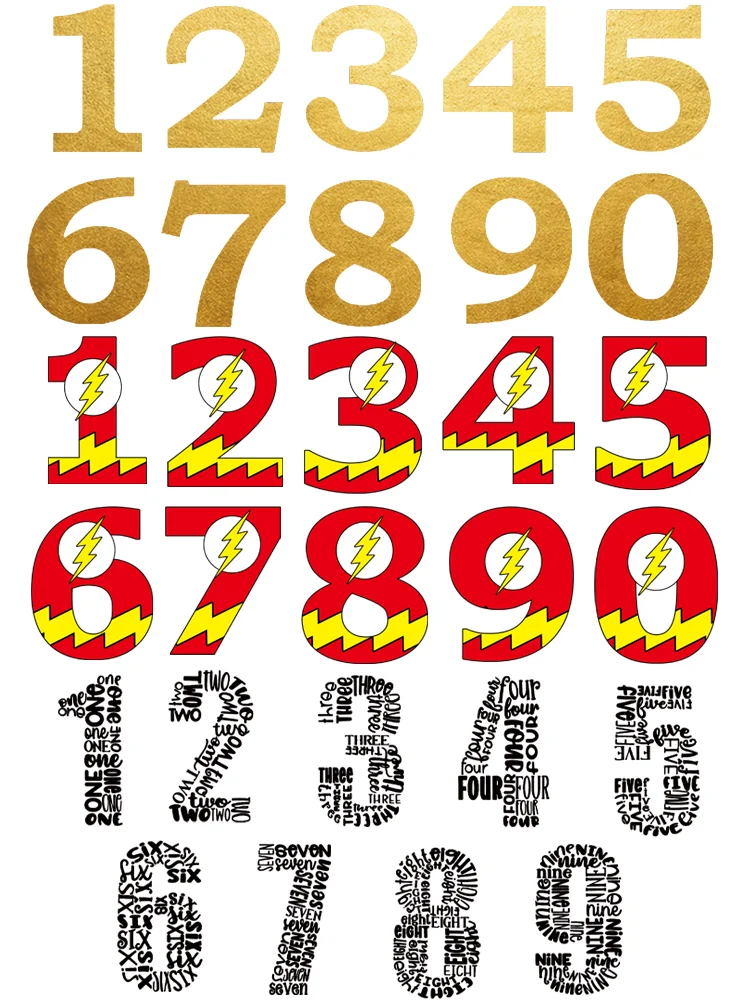 Золотые нашивки с цифрами 0-9 для одежды Дешевые Небольшие наклейки теплопередачи