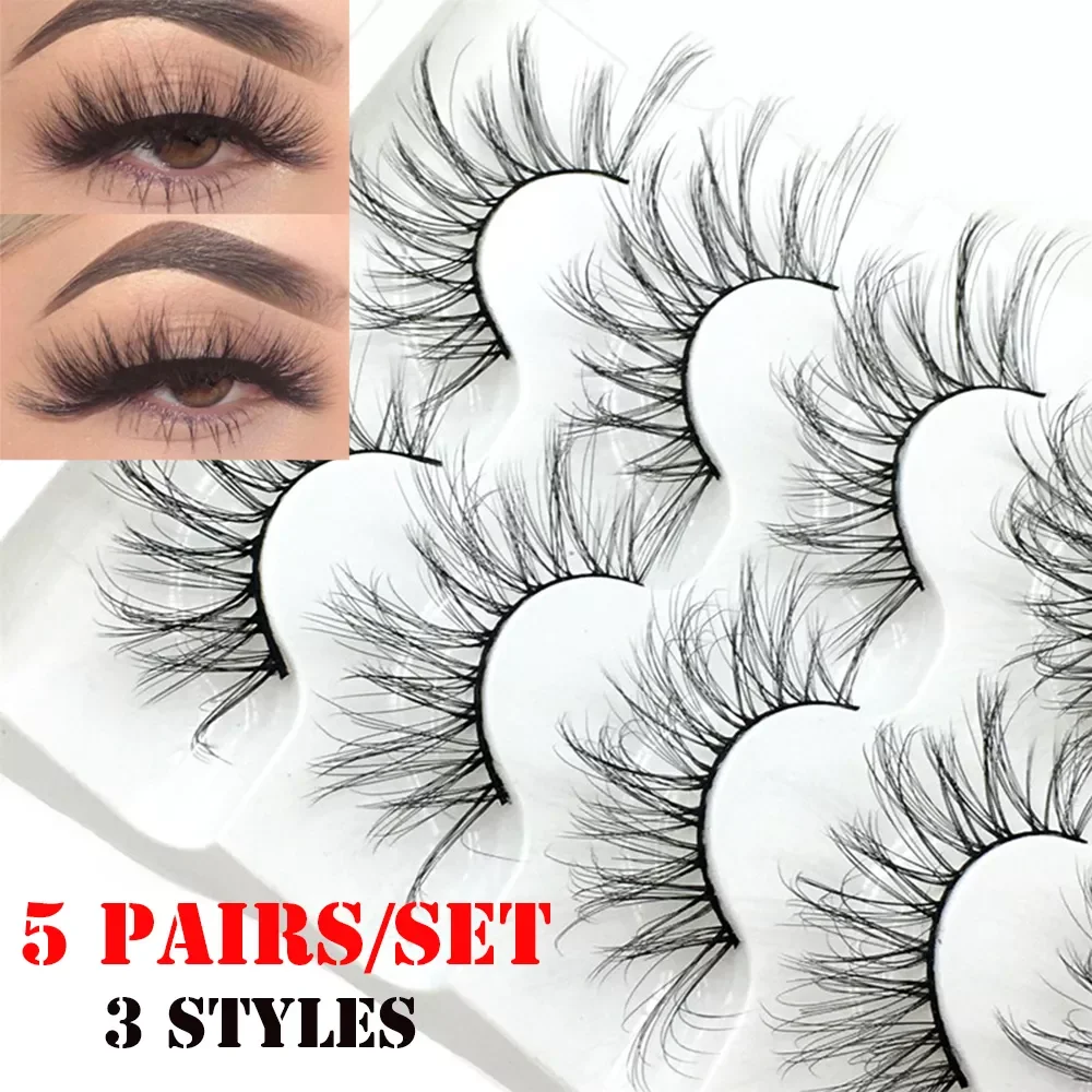 3D/5D/6D Faux Mink Hair False Eyelashes Long Full Volume Fluffy Wispies Lashes Handmade Eyelashes Extension Tools