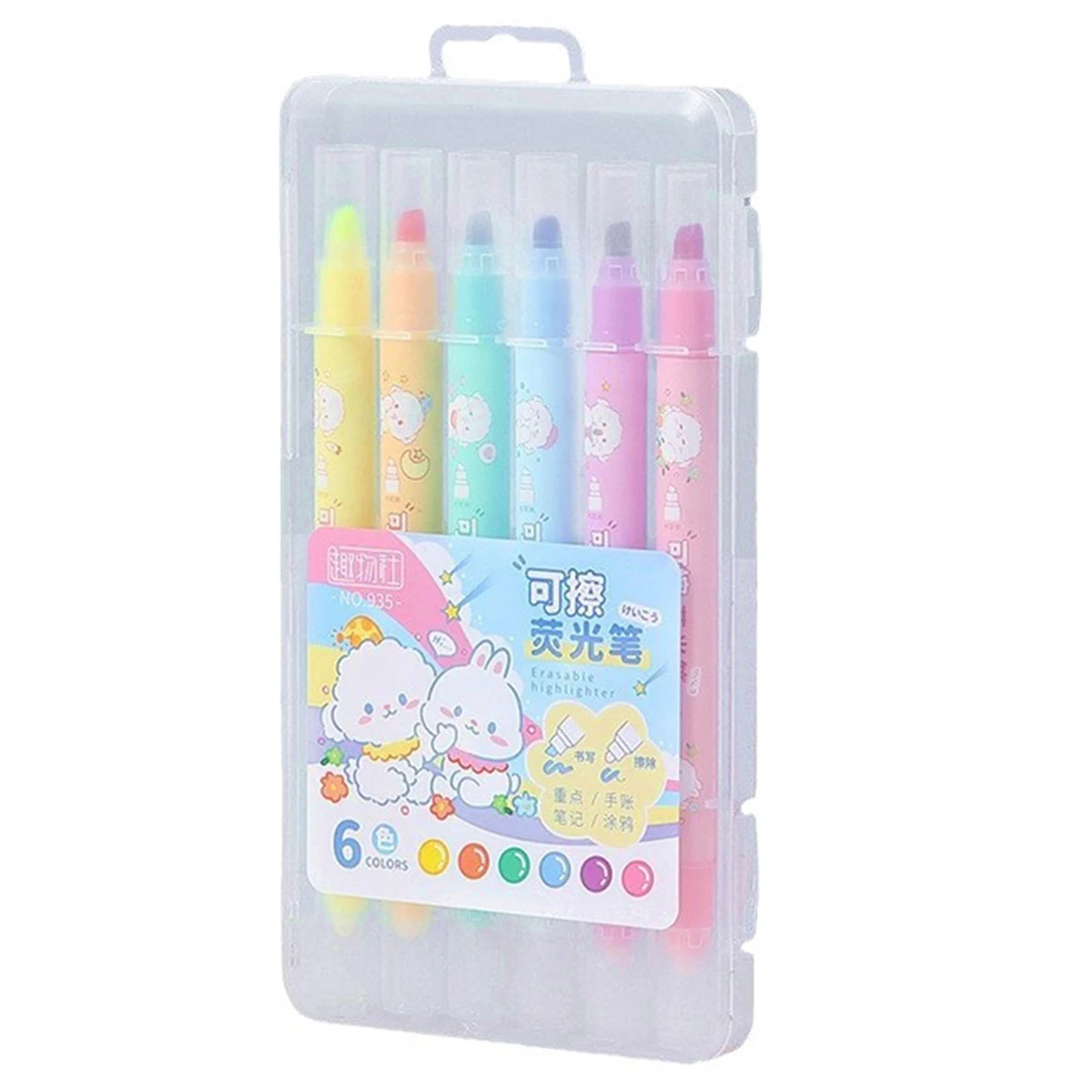 

Набор 6-цветных Стираемых Маркеров С Зубчатым Наконечником, Офисные Школьные Организации, Раскраски, Подарки