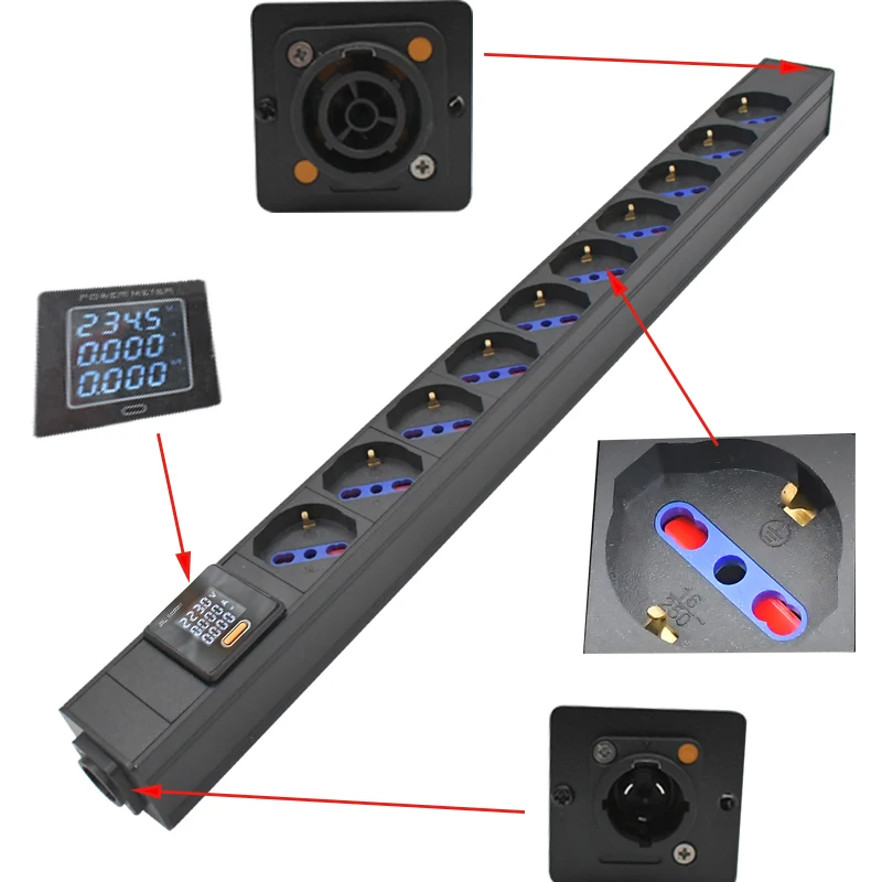 Итальянская розетка PDU Power StripsNAC3FPX NAC3MPX порт Schuko Powerlink блок Усилитель мощности аудио 3P Авиационная вилка с амперметром (art.: 3920d2300afa7) - 3920d2300afa7