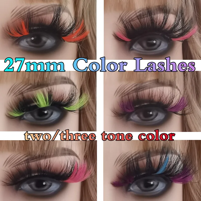 Ресницы 3D из натуральной норки Драматические Длинные пушистые цветные накладные