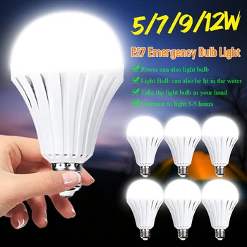 5W 7W 9W 12W E27 Emergency Bulb Light Rechargeable Smart Light Bulb Led Bulb E27 Lamp Energy Saving Outdoor Home Lighting Lamp 1