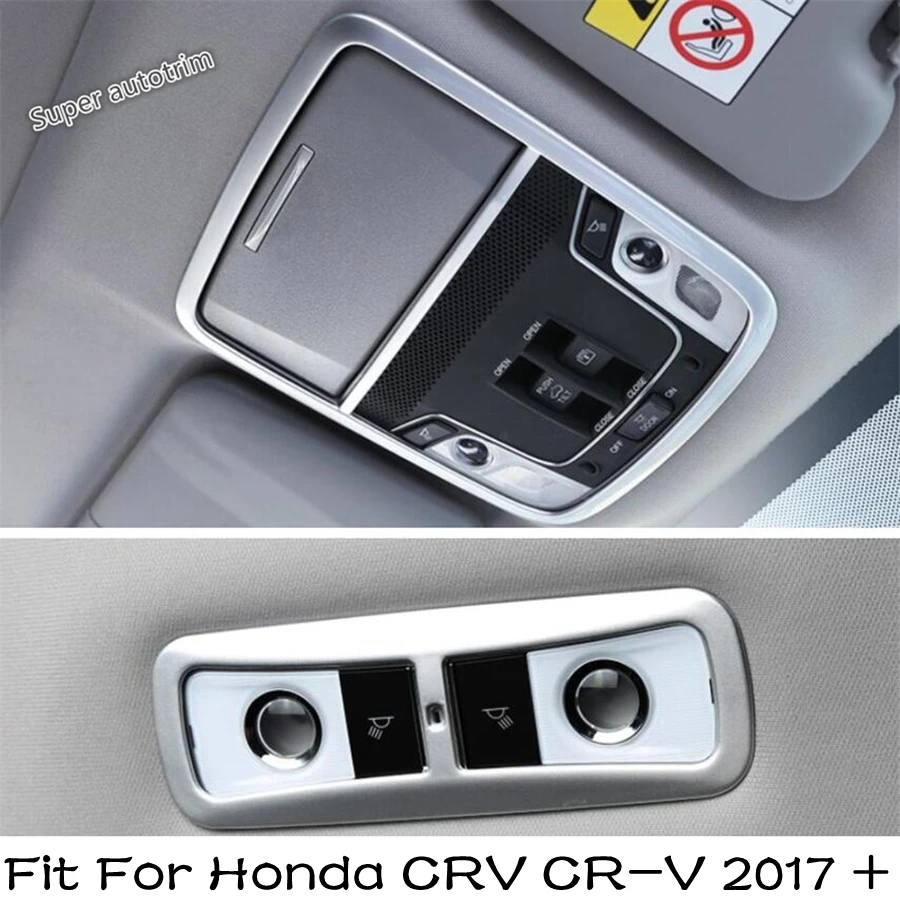 

Front + Rear Roof Reading Lights Cover Trim Matte Fit For Honda CRV CR-V 2017 - 2020 Interior Reading Light Decorative Frame ABS