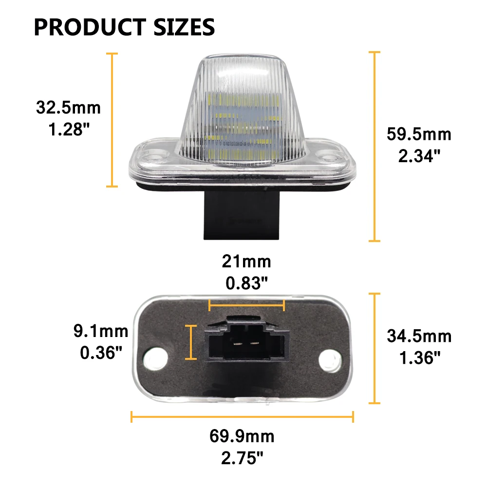 Два светодиодных фонаря номерного знака CANbus подходят для T4/Caravelle MK4/Multivan Jetta Passat B5