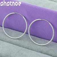 925 sterling silver frosted aperture round hoop earrings for women party engagement wedding gift charm fashion jewelry
