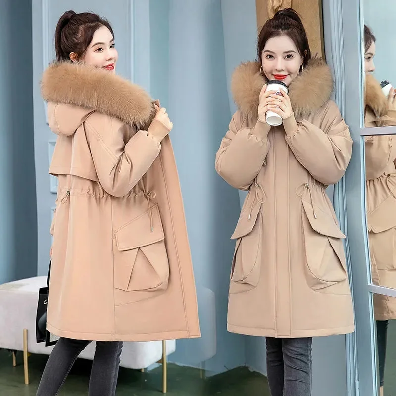 2022 New Winter Jacket Long Coat Women Parka Winter Clothes Cotton Thicken Warm Jacket Casual Fur Lining Hooded Parka Mujer