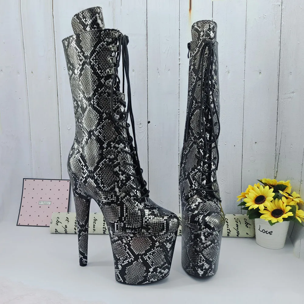 Leecabe  Snake 20CM/8inches Pole dancing shoes High Heel platform Boots closed toe Pole Dance boots