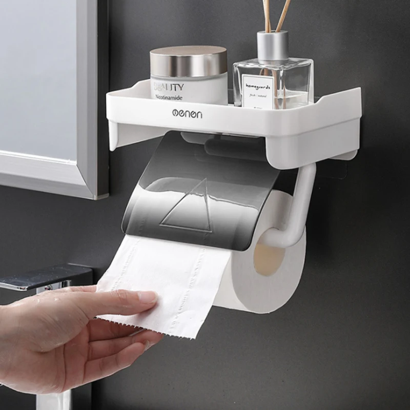 

Multi-function Plastic Toilet Paper Holder Wall Mount Roll Paper Storage Rack Gray Blue Green Bathroom Rack Shelves Organizator