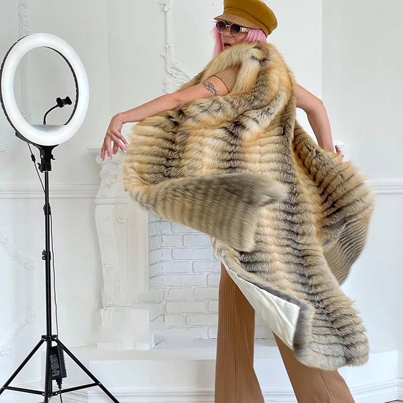 Genuine Fox Real Fur Vest Jacket Women High Street Tide Clothing Autumn Winter Sleeveless O-neck Natural Fox Fur Coat Female