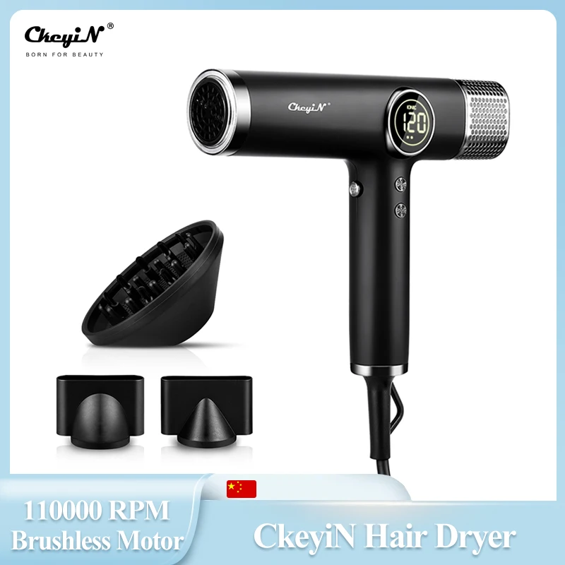 CkeyiN 110000rpm Professional Hair Dryer Power Motor Low Noise Dryer Light Weight Salon Styling Tool with 4 Temperature 3 Speed