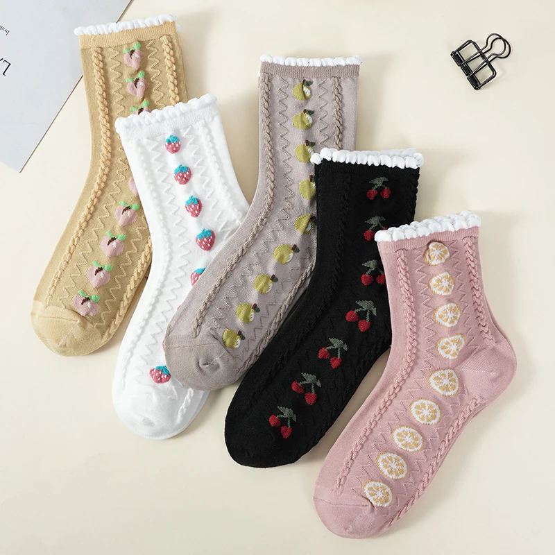 

High Quality Comfortable Japan Harajuku Style Fruit Creative Socks Kawaii Print Funny Girl Socks Fashion Skateboard Woman Socks