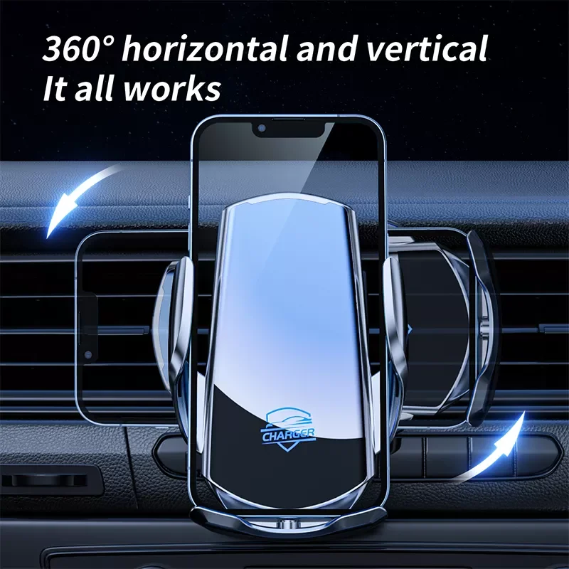 

2023 Smart Sensor Automatic Clamping 15W Fast Car Wireless Charger Stand Air Outlet Multifunction Phone Wireless Charging Bracke