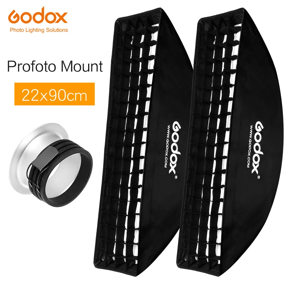 

2 шт. софтбокс Godox 22x90 см 9x35 дюймов портативный прямоугольный сотовый фотобокс с креплением Profoto для студийной вспышки