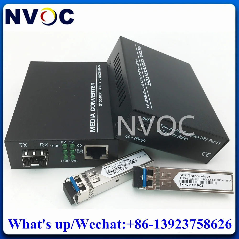 2Set 1000M 1RJ45+1Gigabit SFP Unmanaged Fiber Optic SFP Medi