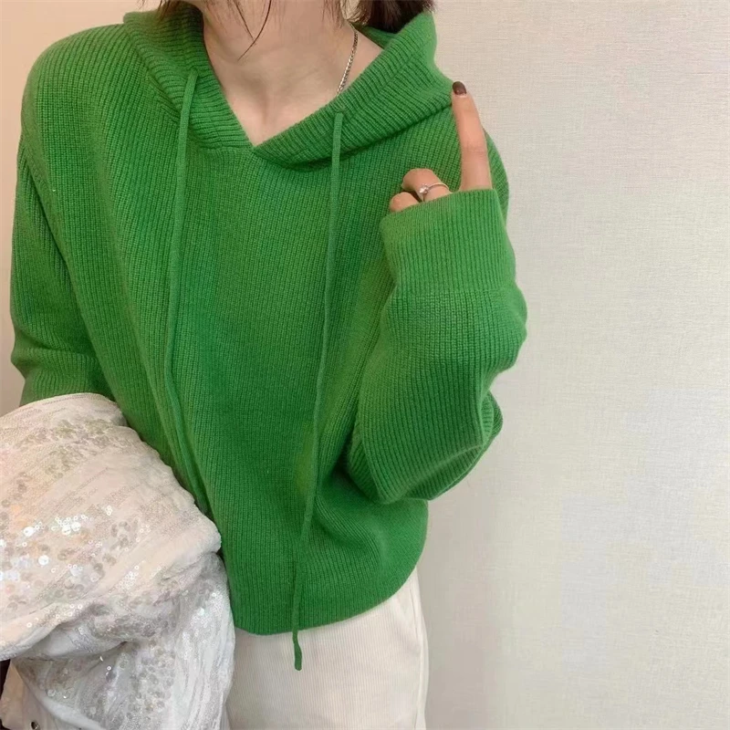 

Hooded Sweater Women's Spring and Summer Pullover Loose Hoodie Knitted Casual Hoodie