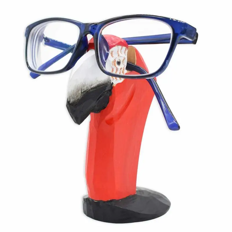 

Animal Eye Glass Holder Red Parrot Glasses Wooden Stand Novel Desktop Accessory For Gift Idea Glasses Organizer And Decoration