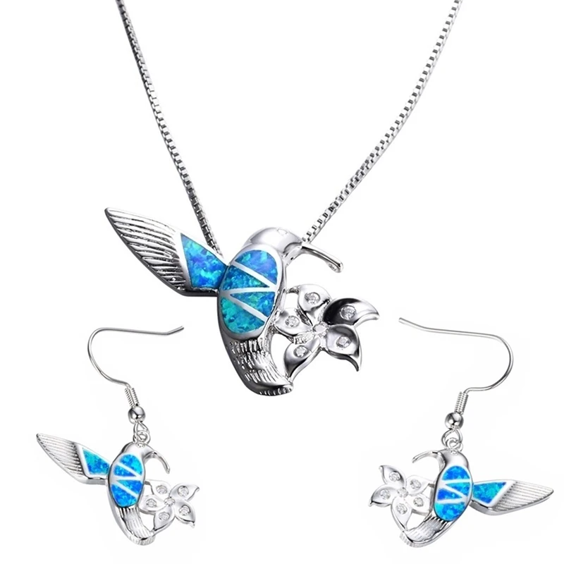 

2023 Fashion Jewelry Set Statement Engagement Wedding Jewelry Girl Gift Cute Women Small Bird Flower Earrings and Necklace