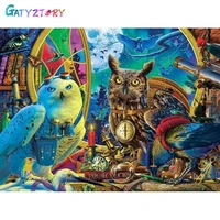 gatyztory painting by number owl drawing on canvas hand painted paintings art gift diy pictures by numbers animals kits home dec