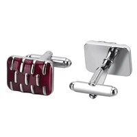 high quality square red enamel cufflinks for mens bussiness gift copper material buttons free shipping