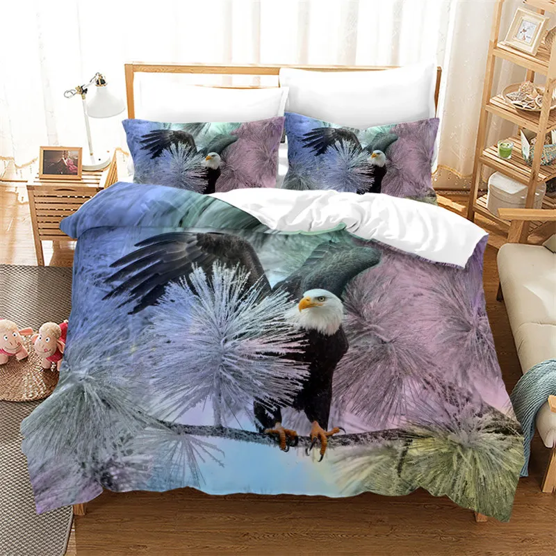 Bald Eagle Duvet Cover Queen For Kids Adult Bedroom Decor Microfiber Animals Bedding Set Bird Comforter Cover With Pillowcases