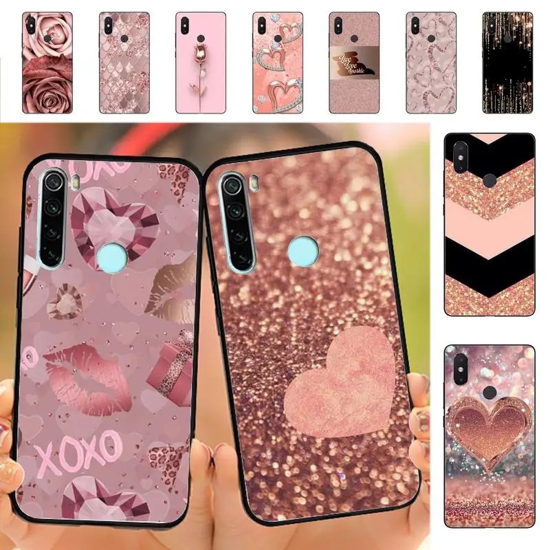 

Love Rose Gold Phone Case for Redmi Note 8 7 9 4 6 pro max T X 5A 3 10 lite pro
