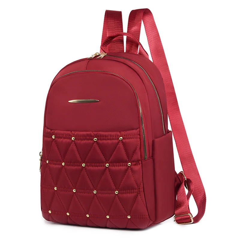 

2021 High Quality Ladies Oxford Fabric Backpack Casual Shoulder Bags Large Capacity Travel Backpack With Rivet Diamond Design