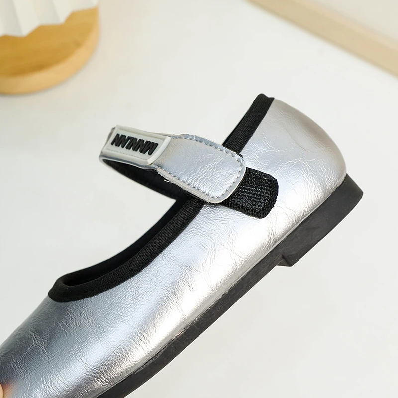 Туфли Мэри Джейн для девочек однотонные обувь на плоской подошве принцесс