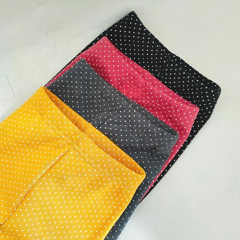 Детские флисовые леггинсы зимние теплые хлопковые штаны в горошек для девочек