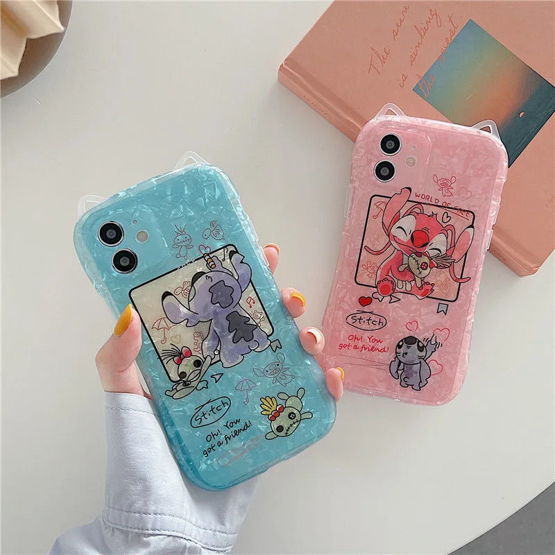 

Disney Stitch Cute Cartoon Phone Cases For iPhone 13 12 11 Pro Max XR XS MAX X 7/8Plus 2022 Deluxe Silicone Soft Shell