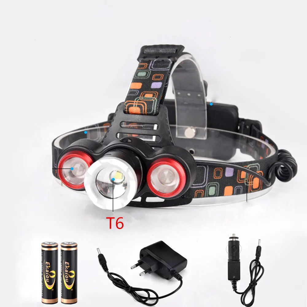 

Супер яркий новый телефон, перезаряжаемый налобный фонарь 3 x T6 1200 люмен, масштабирование, водонепроницаемый фонарик