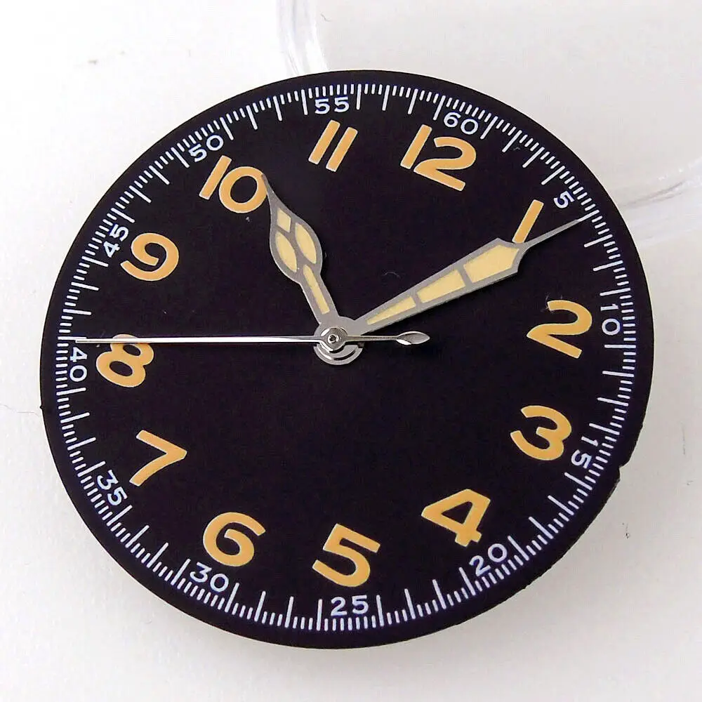 

29mm Black Sterile Dial Face Fit NH35A NH36A PT5000 ETA2824 Arabic Number Marks