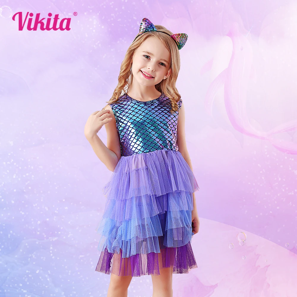 Купи Girls Perform Mermaid Dress Children Princess Tutu Dress Toddlers Summer Prom Dresses Kids Birthday Party School Casual Clothes за 693 рублей в магазине AliExpress