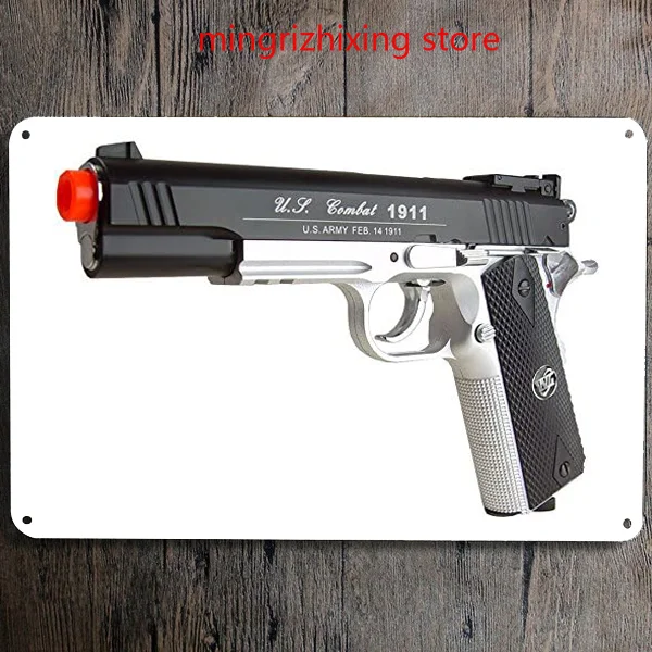 500 Fps New Full Metal Wg Airsoft M 1911 Gas Co2 Hand Gun Pistol W/ 6mm Bb Bbs(Airsoft Gun) Wall Sign |