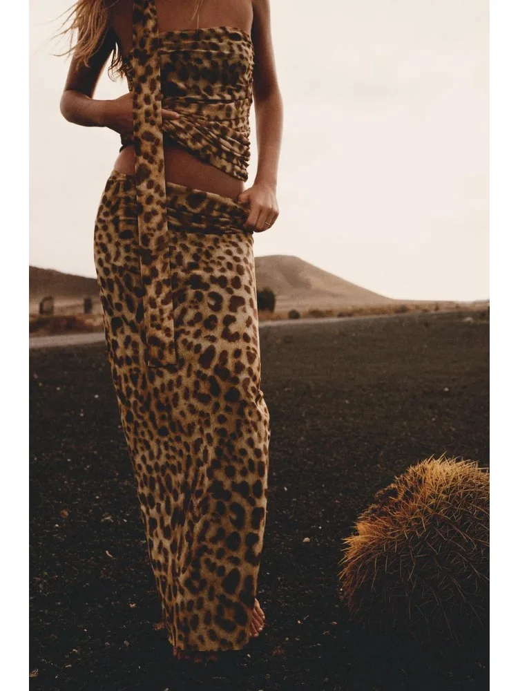 Женское Платье Макси С Леопардовым Принтом Сексуальное Без Рукавов Длинной