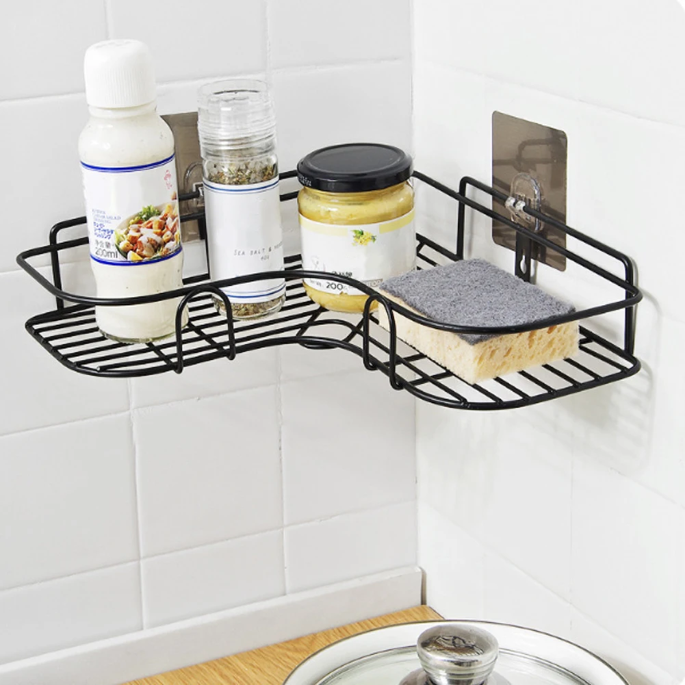 

Bathroom Shelf Kitchen Storage Rack Corner Shelves Shower Rack Iron Shampoo Storage Rack With Suction Cup Bathroom Accessories