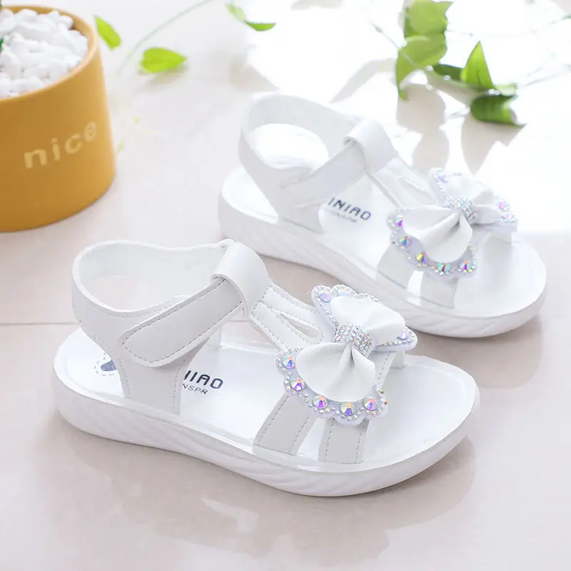 

Girls Shoes 2022 Summer New Fashion Baby Shoes Little Girl Anti Solid Color Gas Princess Shoes Bow Girls Flat Heels Sandals