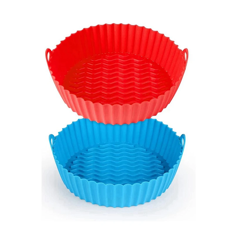 

2PCS Silicone Air Fryer Liners Reusable Airfryer Basket Heat Resistant Air Fryer Silicone Pot Accessories B