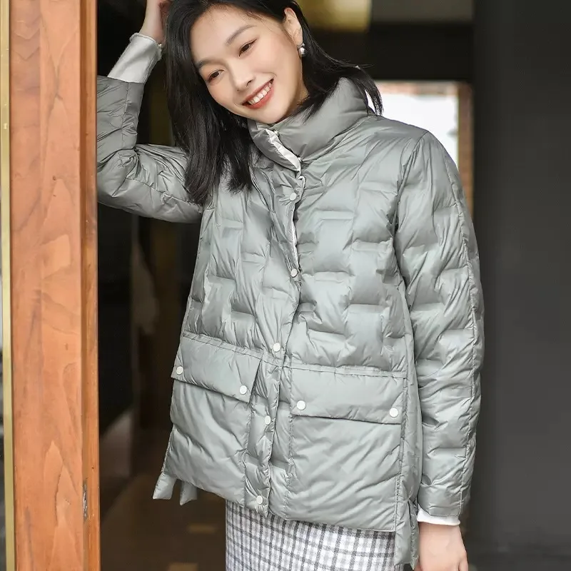 Lightweight Standing Neck Down Women Jacket   In Autumn And Winter Small Short White Duck Down Coat enlarge