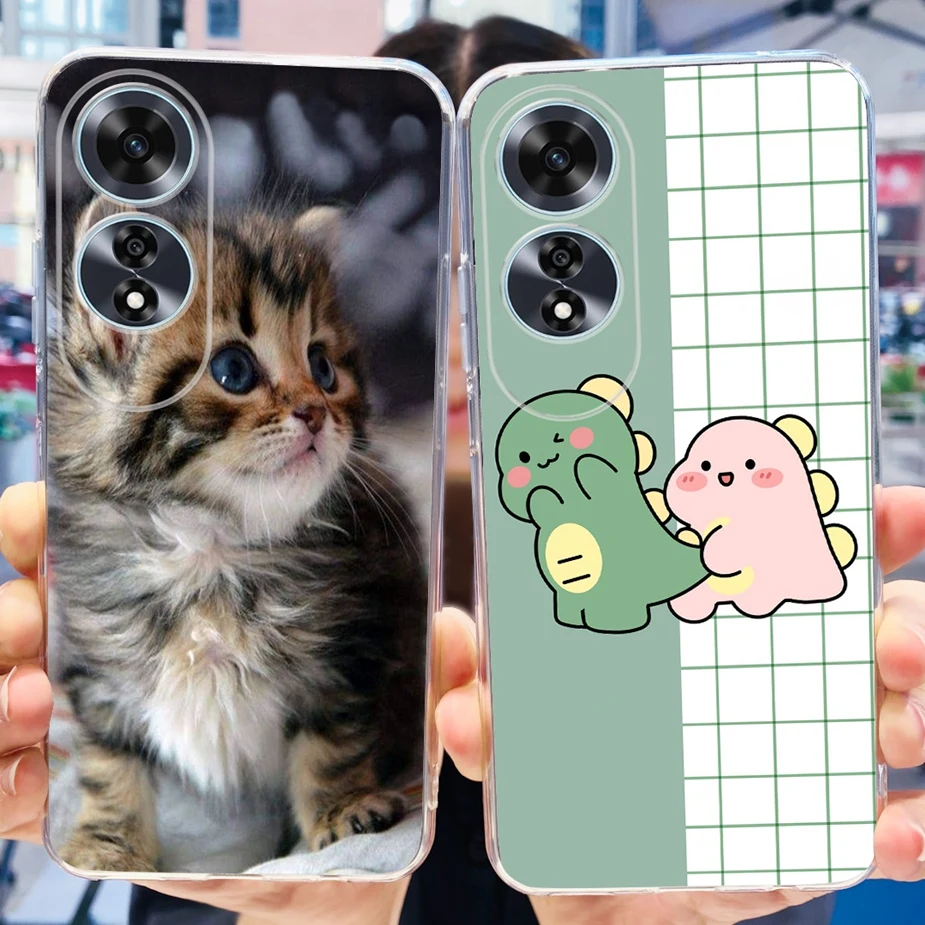 Милый чехол с рисунком для Oppo A60 CPH2631 прозрачный силиконовый мягкий из