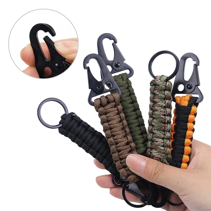 

1PC Outdoor Keychain Ring Camping Carabiner Paracord Cord Rope Camping Survival Kit Emergency Knot Bottle Opener Tool