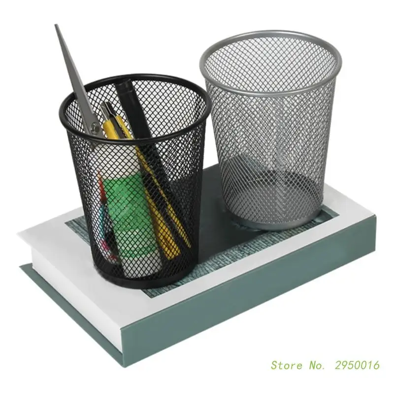 

6Pcs Black Simple Black Desktop Pen Holder Cylinder Large Capacity Students Stationery Storage Holder Makeup Tool Holder