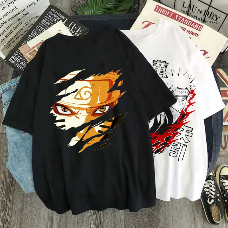 Японские футболки Bandai с рисунком аниме футболка Наруто Akatsuki топы Sasuke забавная