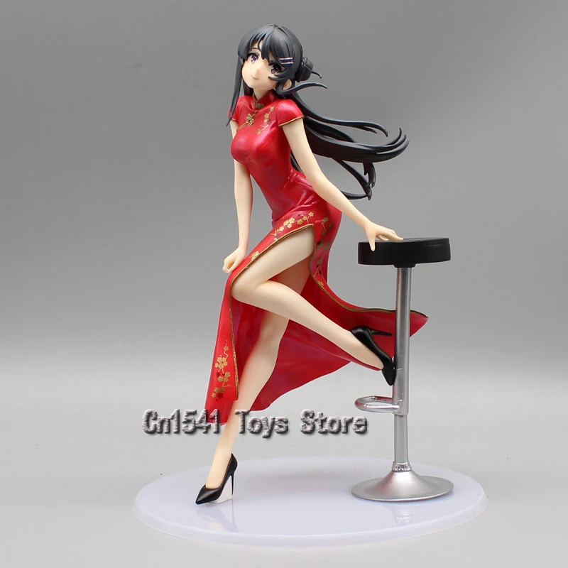 

22cm Chinese Dress Sakurajima Mai Figura Rascal Does Not Dream Sexy Figure Sakurajima Mai Cheongsam Figure Anime PVC Model Toys